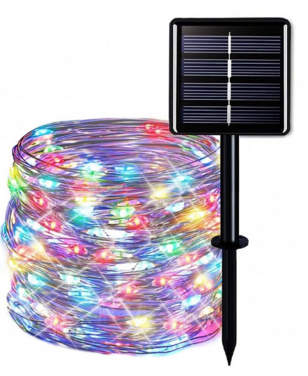 Instalatie solara 30 metri cu 300 LED fir CUPRU telecomanda MULTICOLOR